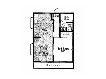 ビューハウス やわた(1LDK/2階)の間取り写真