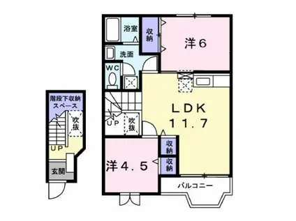 クァイエット・スクエアIII(2LDK/2階)の間取り写真