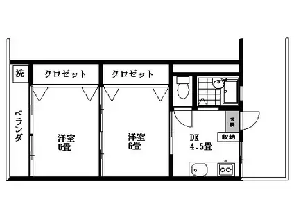 第二森田ビル(2DK/4階)の間取り写真