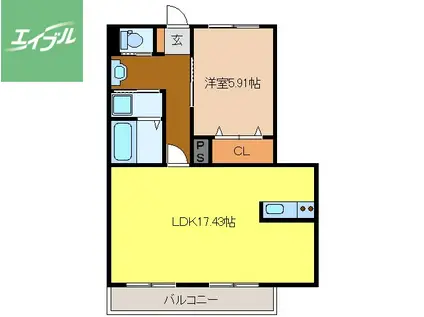 レイ・ブリックス(1LDK/2階)の間取り写真