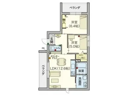 LOISIR壽光(2LDK/2階)の間取り写真