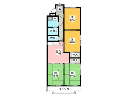 ベルメゾン若森(4DK/2階)の間取り写真