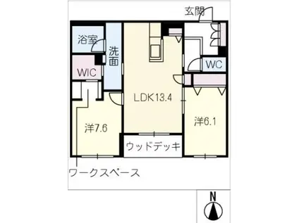 シャーメゾンリアンII(2LDK/1階)の間取り写真