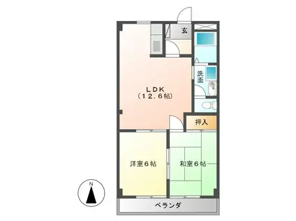 SUNRISE 21(2LDK/3階)の間取り写真