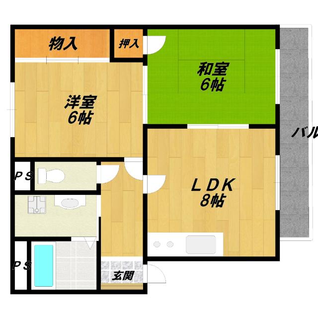 松井ハイツ(2LDK/2階)の間取り写真