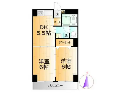 マエストーゾ・フィガー(2DK/4階)の間取り写真