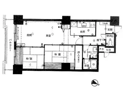 シャンボール豊平(2LDK/8階)の間取り写真