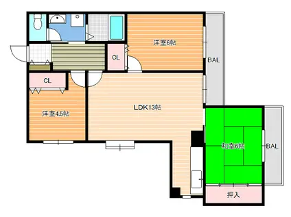 第3高橋ハイツ(3LDK/4階)の間取り写真
