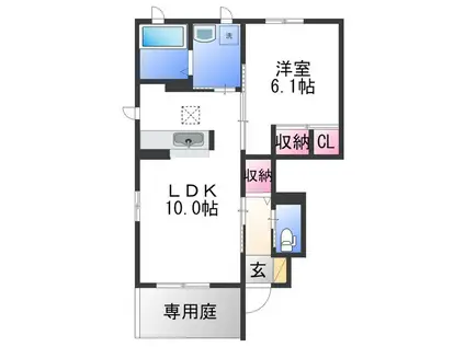シャーメゾン狐島(1LDK/1階)の間取り写真