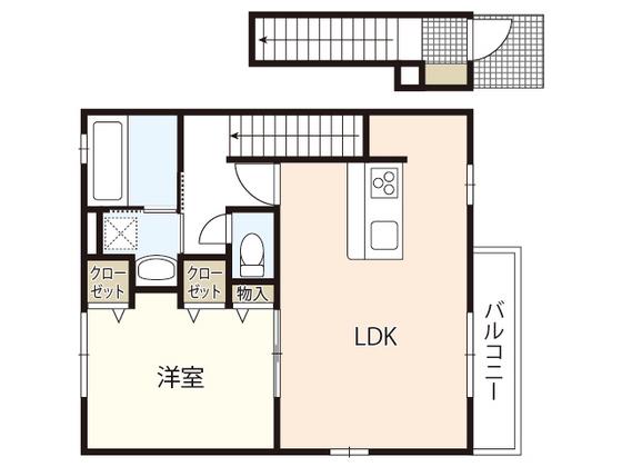 アール江波本町(1LDK/2階)の間取り写真