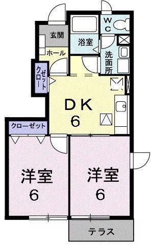 フル・ムーン(2DK/1階)の間取り写真