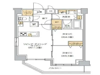 リビオメゾン南砂町(2LDK/14階)の間取り写真