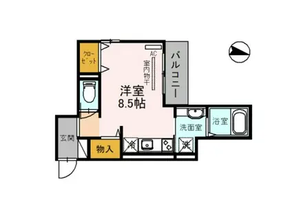 スカイコート鶴橋(ワンルーム/3階)の間取り写真