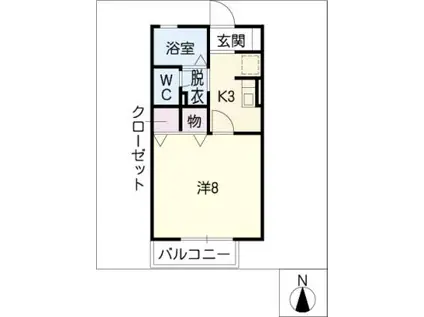 ジュネス7 A(1K/1階)の間取り写真