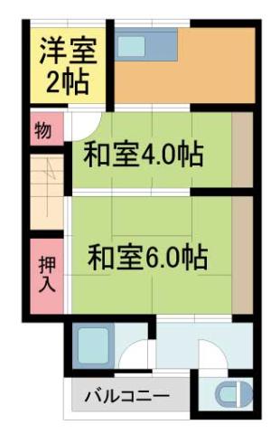 野口文化(2SK/2階)の間取り写真