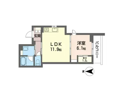 フルール・パレ(1LDK/2階)の間取り写真