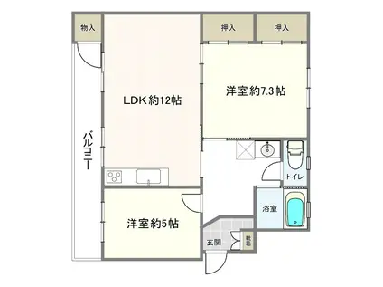 WILL TAKAMATSU(2LDK/1階)の間取り写真