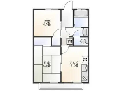 ニュー大明(2DK/2階)の間取り写真