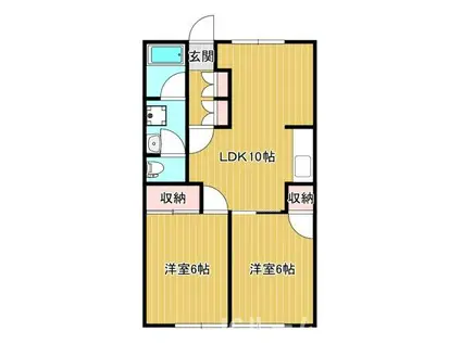 コーポ田園(2LDK/2階)の間取り写真