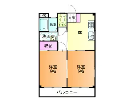 レ・ジュメル B棟(2DK/3階)の間取り写真