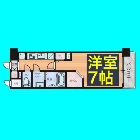 パルティール黒川本通(1K/7階)の間取り写真