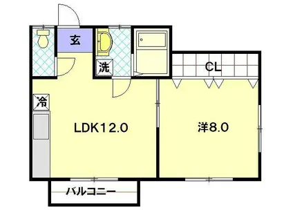 コーポ楓(1LDK/2階)の間取り写真