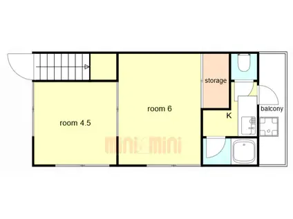 垂水区城が山5丁目1棟アパート(2K/1階)の間取り写真