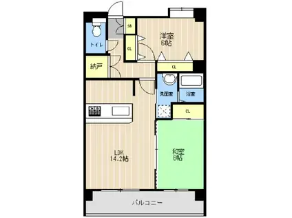 レークヒル画図III(2LDK/2階)の間取り写真
