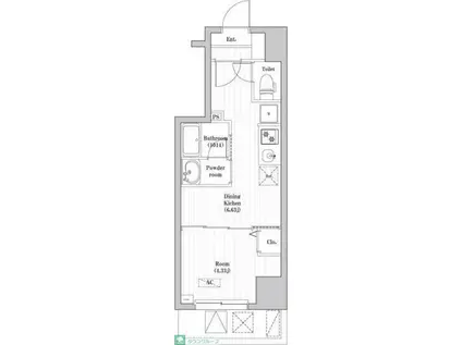 中野新井薬師レジデンス(1DK/5階)の間取り写真