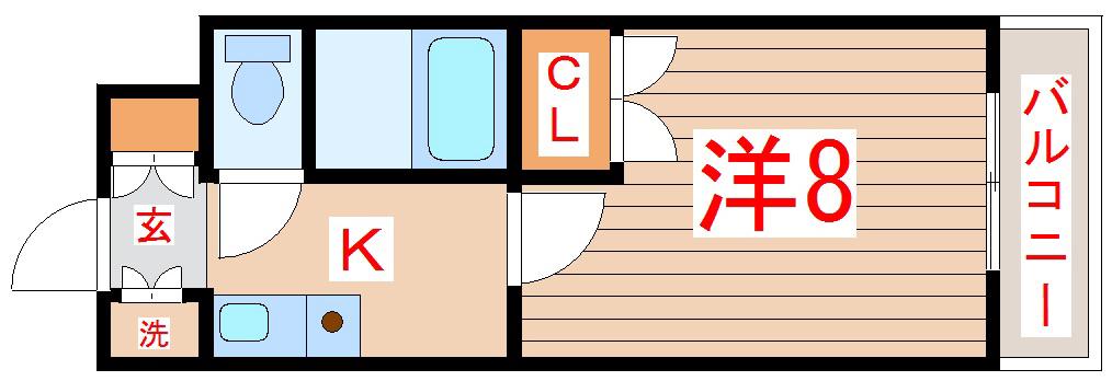 リエス小田原(1K/2階)の間取り写真