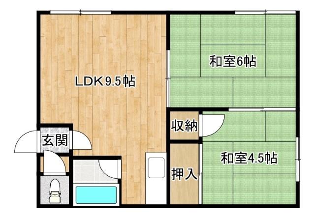 シティハイム鈴木(2LDK/2階)の間取り写真