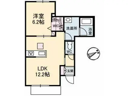 SKY I(1LDK/1階)の間取り写真