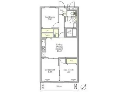 メゾンカルム中落合サウス(3LDK/1階)の間取り写真