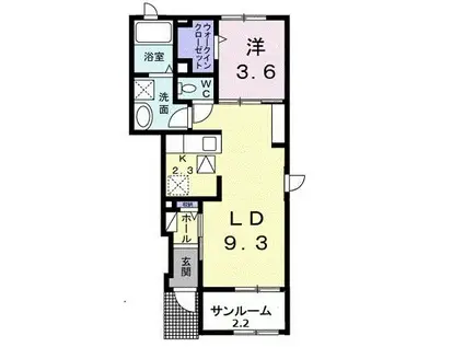メイプル ジェルメD(1LDK/1階)の間取り写真