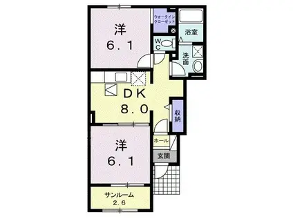 サンリットタウン日高III(2DK/1階)の間取り写真
