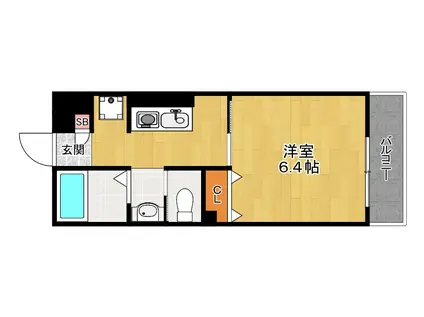 コンテネレッツァ枚方II(1K/2階)の間取り写真