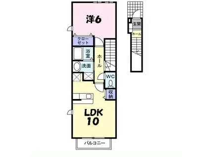 レーベン スクエア II号館(1LDK/2階)の間取り写真