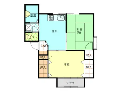 クシダハイツ(2DK/2階)の間取り写真