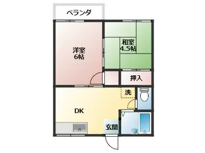 コーポラスTSUKASA(2DK/2階)の間取り写真