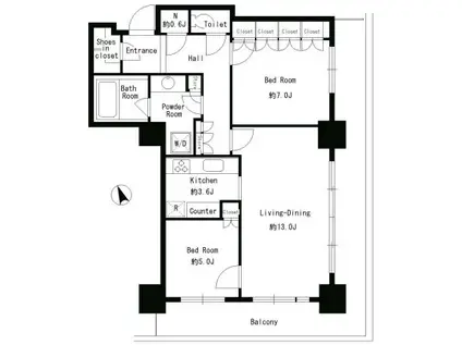パークタワー芝浦ベイワードアーバンウィング(2LDK/19階)の間取り写真