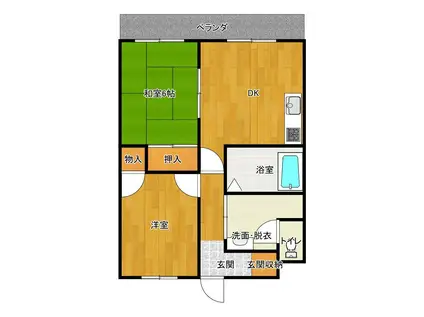 マーキュリー(2DK/2階)の間取り写真