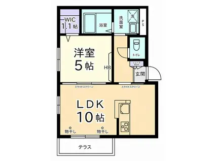 メゾンCLAIR(1LDK/1階)の間取り写真