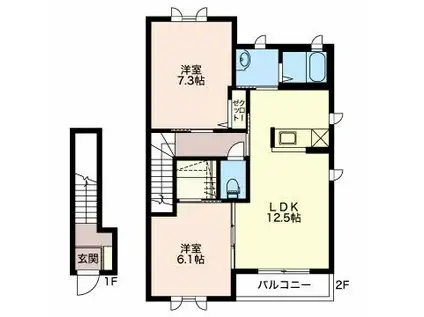 コートボナール(2LDK/2階)の間取り写真