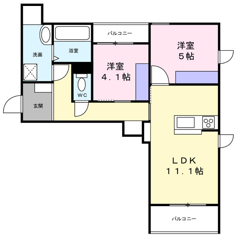 メゾン紬(2LDK/2階)の間取り写真