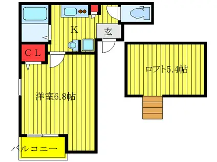 パルフィールド(1K/3階)の間取り写真