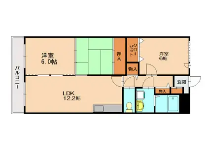 グレースマンション大野城(3LDK/6階)の間取り写真