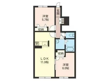 アデルA(2LDK/1階)の間取り写真