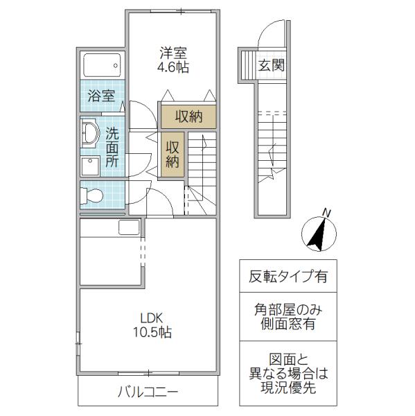 ガーデンシティB(1LDK/2階)の間取り写真