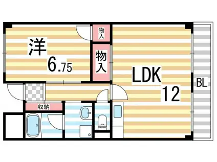 メルベーユ扇町(1LDK/3階)の間取り写真