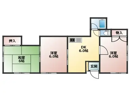 リバーサイドハイツ(3DK/1階)の間取り写真